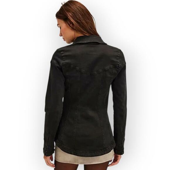 Free People Black Kenny Slim Tunic, L, NWOT,  Fitted, Corset-Like, Stretchy - Picture 3 of 12